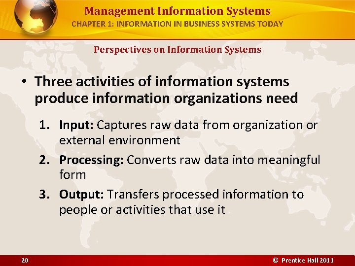 Management Information Systems CHAPTER 1: INFORMATION IN BUSINESS SYSTEMS TODAY Perspectives on Information Systems