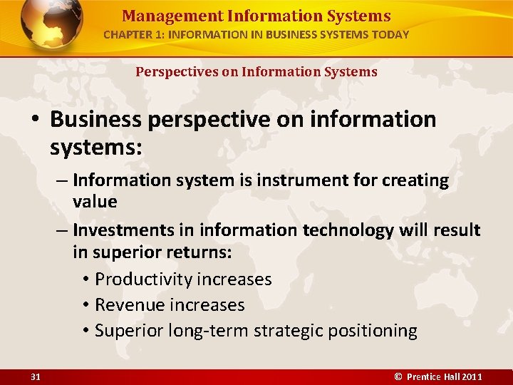 Management Information Systems CHAPTER 1: INFORMATION IN BUSINESS SYSTEMS TODAY Perspectives on Information Systems