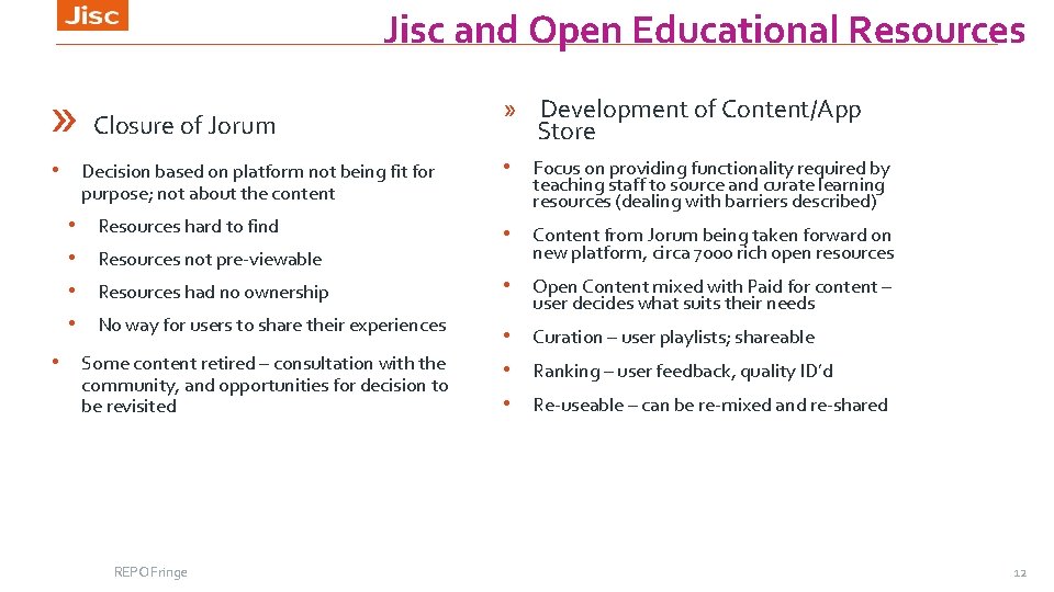 Jisc and Open Educational Resources » Closure of Jorum » Development of Content/App •