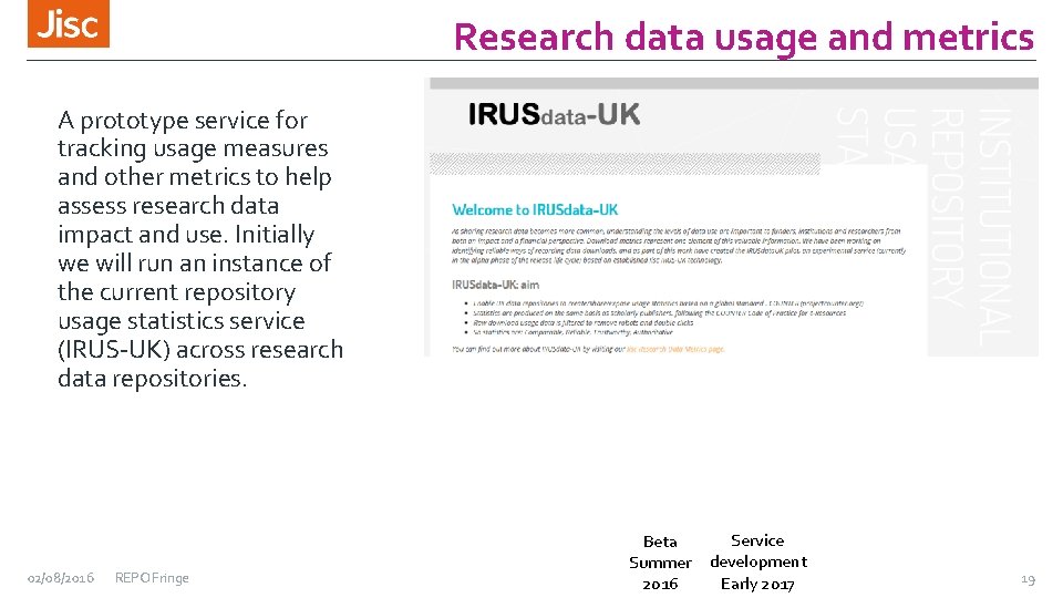 Research data usage and metrics A prototype service for tracking usage measures and other