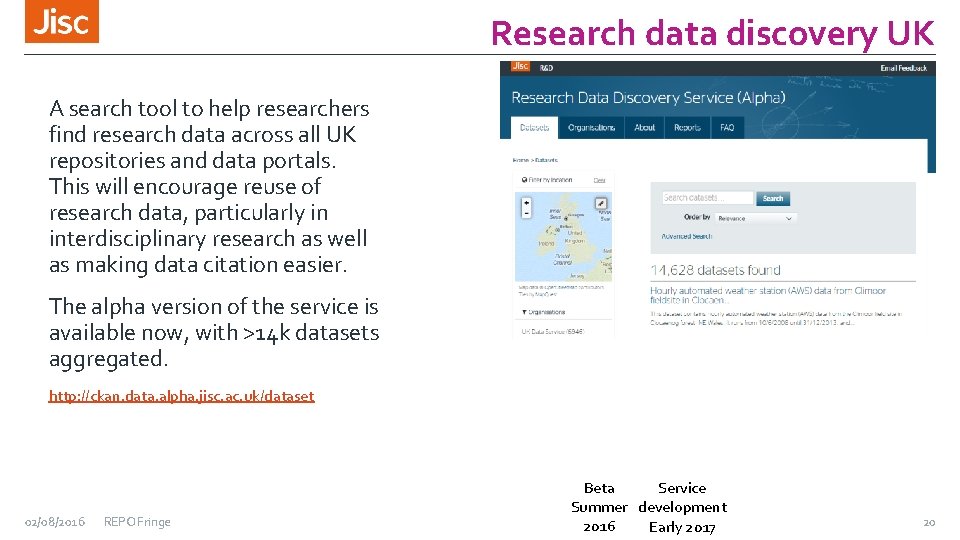 Research data discovery UK A search tool to help researchers find research data across