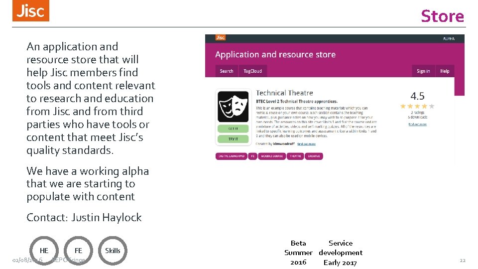 Store An application and resource store that will help Jisc members find tools and