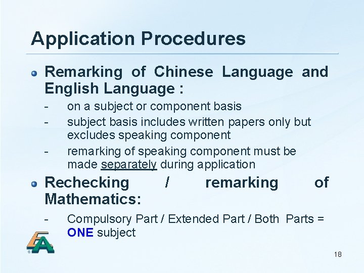 Application Procedures Remarking of Chinese Language and English Language : - on a subject