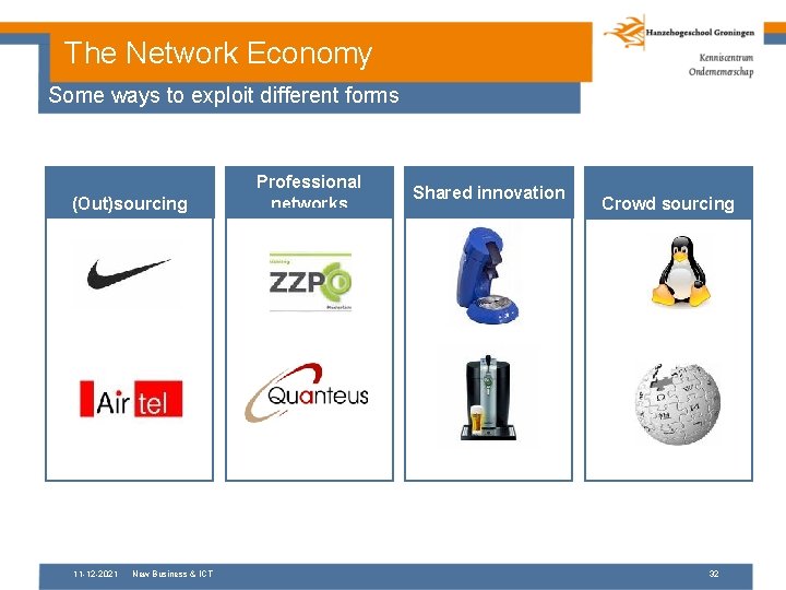 The Network Economy Some ways to exploit different forms Xxxxx (Out)sourcing 11 -12 -2021