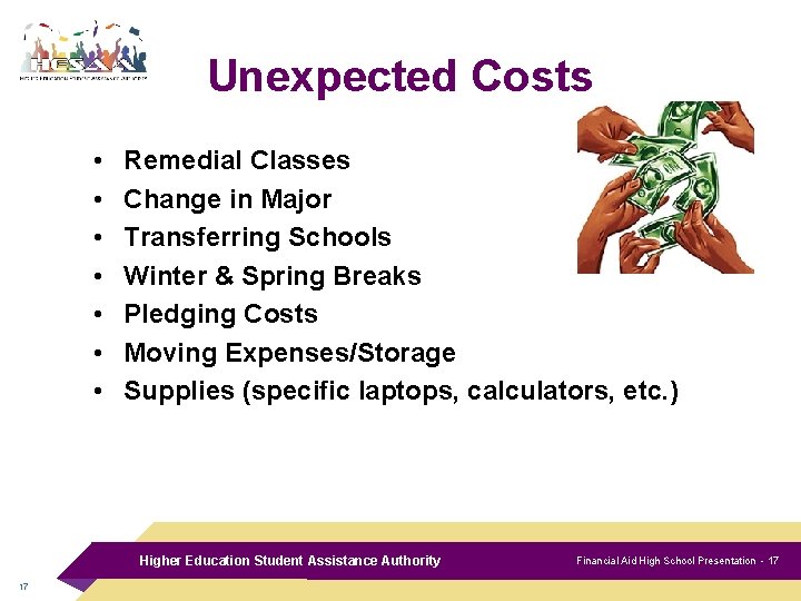 Unexpected Costs • • Remedial Classes Change in Major Transferring Schools Winter & Spring