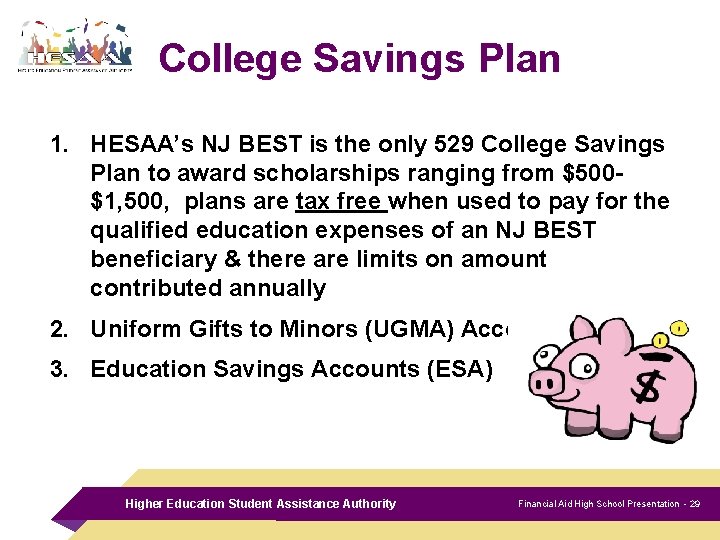 College Savings Plan 1. HESAA’s NJ BEST is the only 529 College Savings Plan