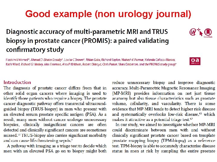 Good example (non urology journal) The Platinum Journal 