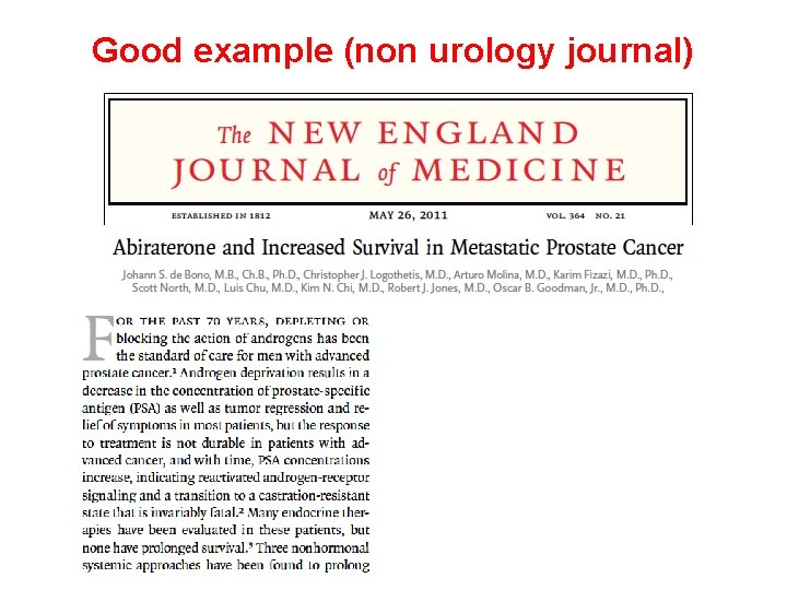 Good example (non urology journal) The Platinum Journal 