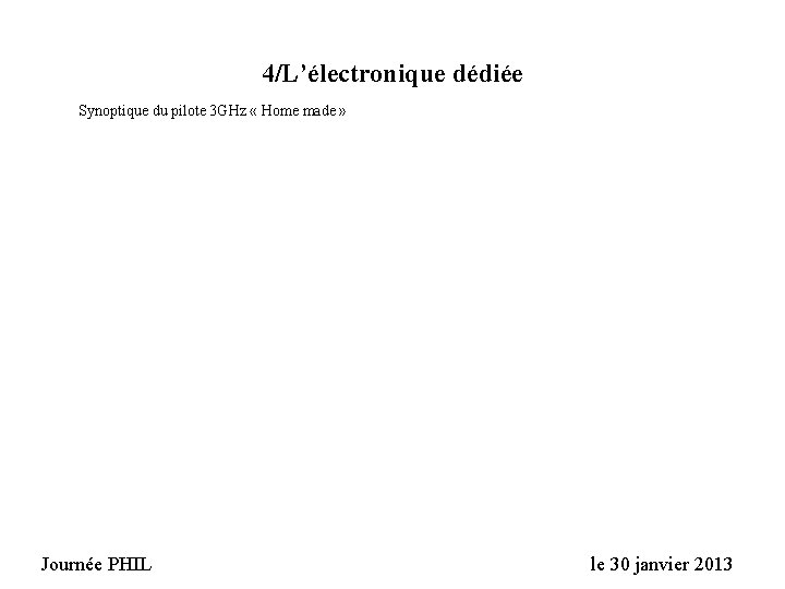 4/L’électronique dédiée Synoptique du pilote 3 GHz « Home made » Journée PHIL le