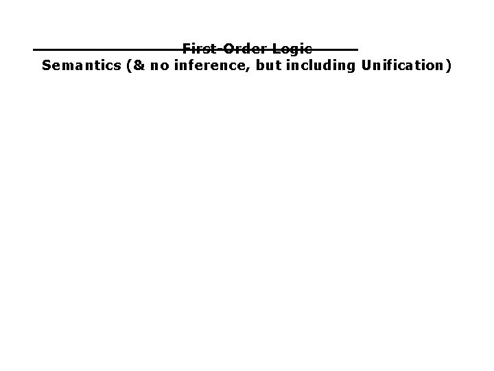 First-Order Logic Semantics (& no inference, but including Unification) 
