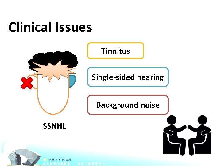 Clinical Issues Tinnitus Single-sided hearing Background noise SSNHL 