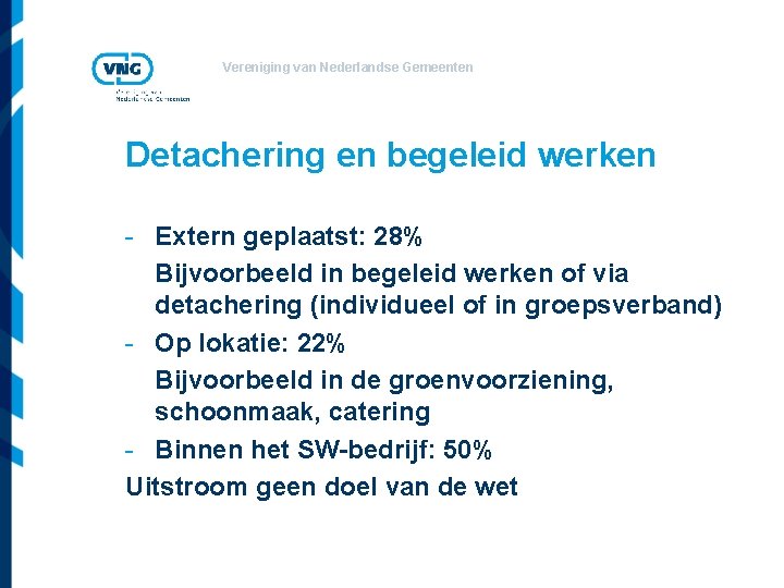 Vereniging van Nederlandse Gemeenten Detachering en begeleid werken - Extern geplaatst: 28% Bijvoorbeeld in