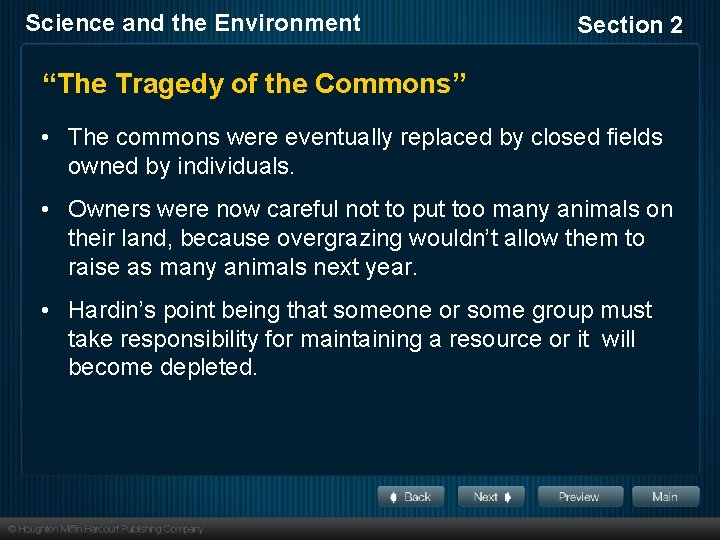 Science and the Environment Section 2 The Environment