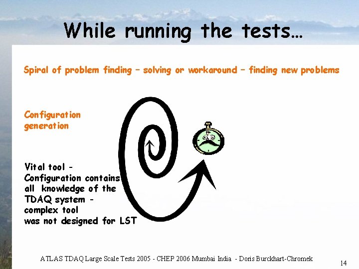 While running the tests… Spiral of problem finding – solving or workaround – finding While running the tests… Spiral of problem finding – solving or workaround – finding