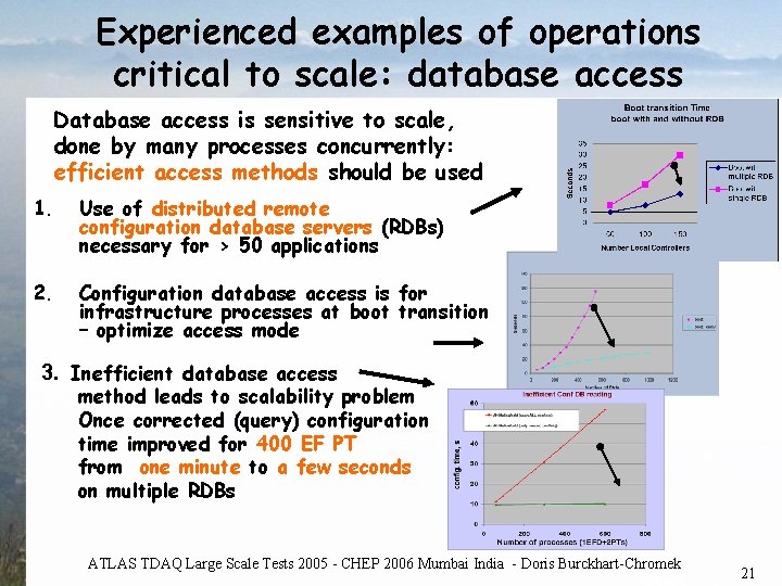 Experienced examples of operations critical to scale: database access Database access is sensitive to Experienced examples of operations critical to scale: database access Database access is sensitive to