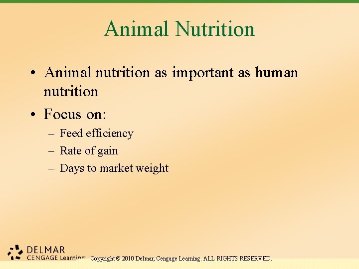 Animal Nutrition • Animal nutrition as important as human nutrition • Focus on: –