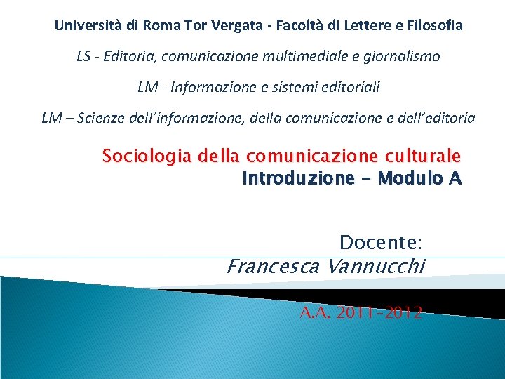 Facoltà Di Lettere E Filosofia Tor Vergata