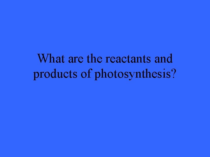 What are the reactants and products of photosynthesis? 