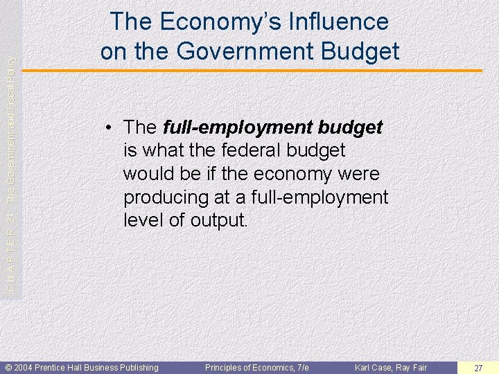 C H A P T E R 21: The Government and Fiscal Policy The