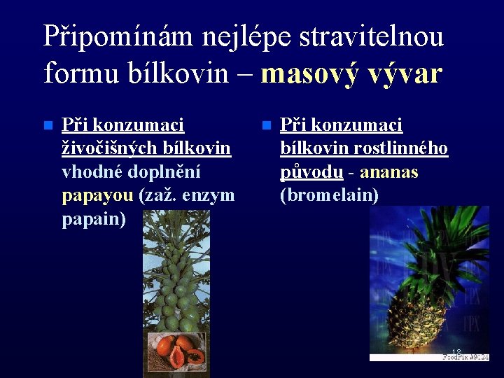 Připomínám nejlépe stravitelnou formu bílkovin – masový vývar n Při konzumaci živočišných bílkovin vhodné