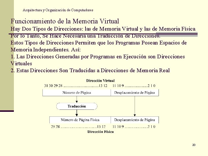 Arquitectura y Organización de Computadores Funcionamiento de la Memoria Virtual Hay Dos Tipos de