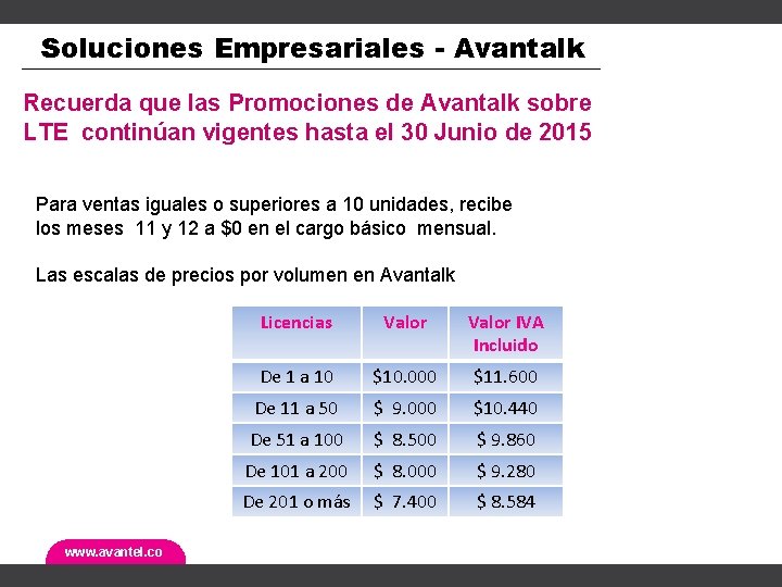 Soluciones Empresariales - Avantalk Recuerda que las Promociones de Avantalk sobre LTE continúan vigentes