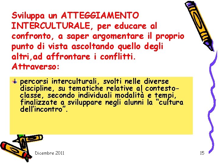 Sviluppa un ATTEGGIAMENTO INTERCULTURALE, per educare al confronto, a saper argomentare il proprio punto