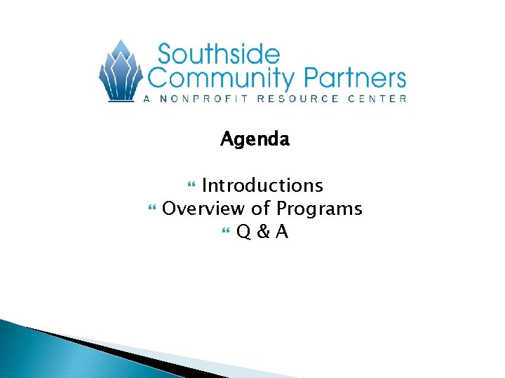 Agenda Introductions Overview of Programs Q & A 