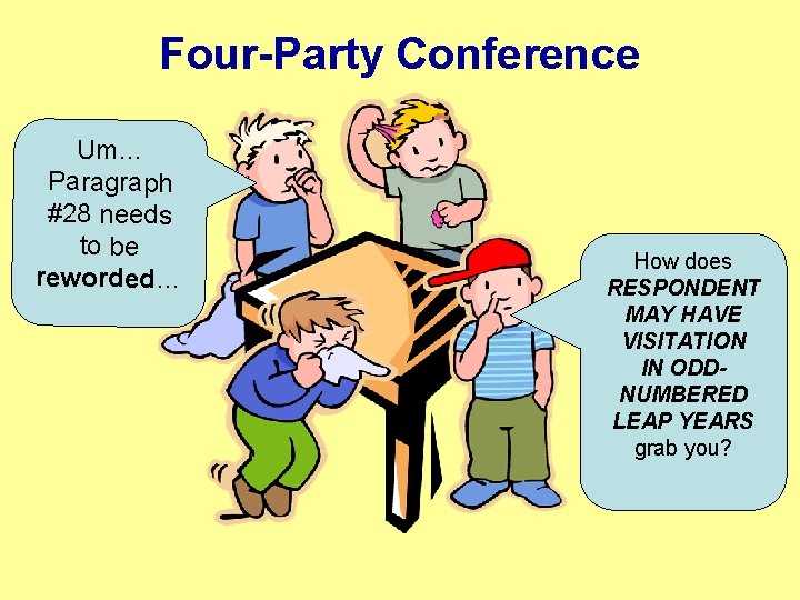 Four-Party Conference Um… Paragraph #28 needs to be reworded… How does RESPONDENT MAY HAVE Four-Party Conference Um… Paragraph #28 needs to be reworded… How does RESPONDENT MAY HAVE