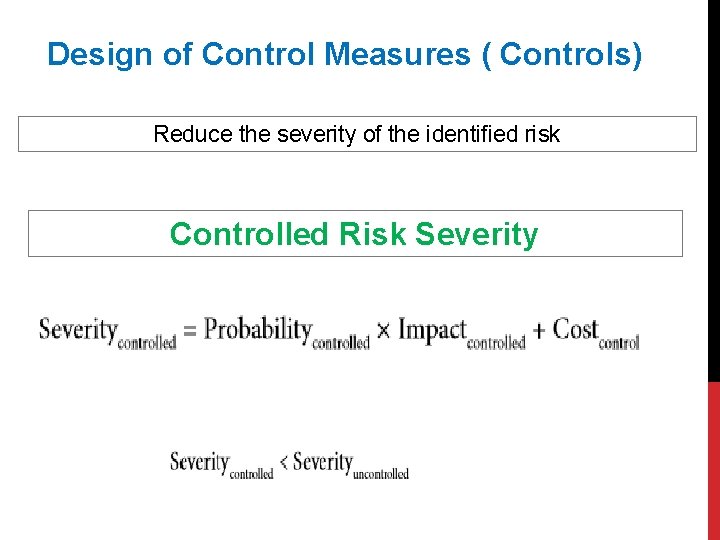 Control Design Risk Risk Analysis Objectives Discuss the importance of Risk