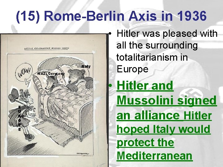 (15) Rome-Berlin Axis in 1936 Italy NAZI Germany E U R O P E