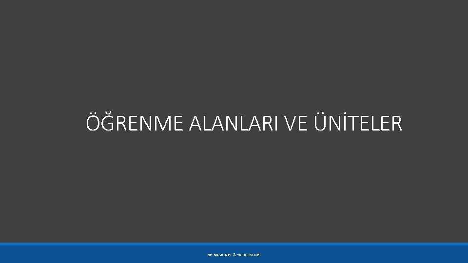 ÖĞRENME ALANLARI VE ÜNİTELER NE-NASIL. NET & YAPALIM. NET 