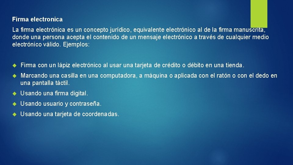 Firma electronica La firma electrónica es un concepto jurídico, equivalente electrónico al de la