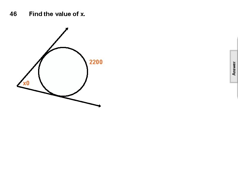 Find the value of x. 2200 x 0 Answer 46 