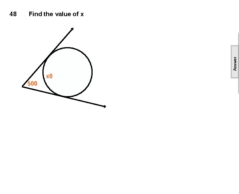 Find the value of x Answer 48 x 0 500 