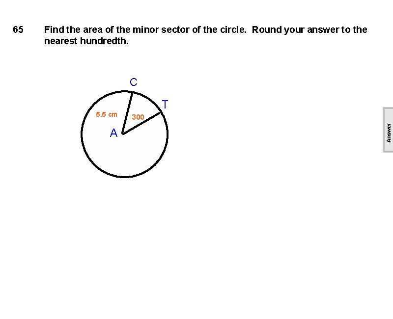 Find the area of the minor sector of the circle. Round your answer to