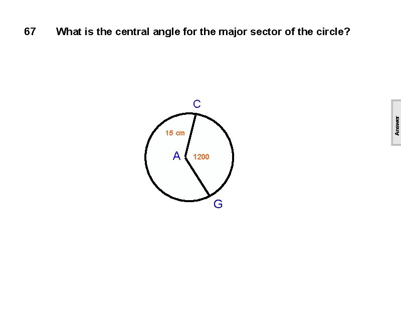 What is the central angle for the major sector of the circle? C Answer