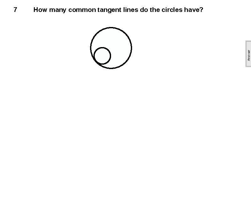 How many common tangent lines do the circles have? Answer 7 