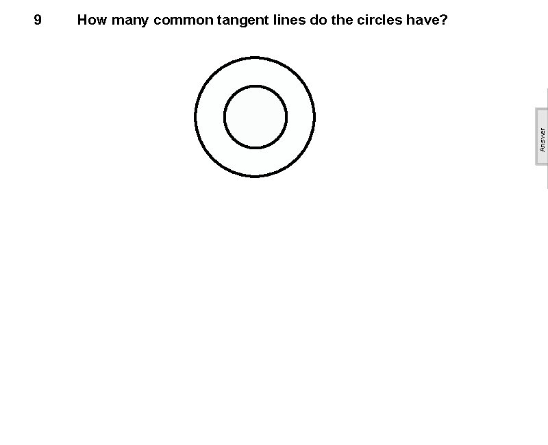 How many common tangent lines do the circles have? Answer 9 