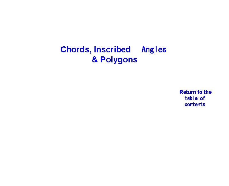 Chords, Inscribed Angles & Polygons Return to the table of contents 