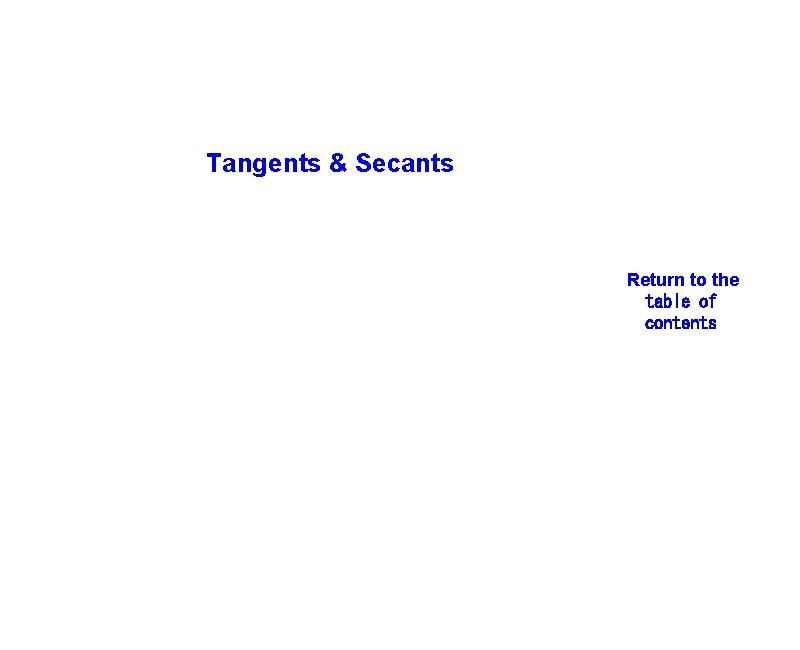 Tangents & Secants Return to the table of contents 