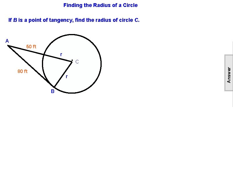 Finding the Radius of a Circle If B is a point of tangency, find