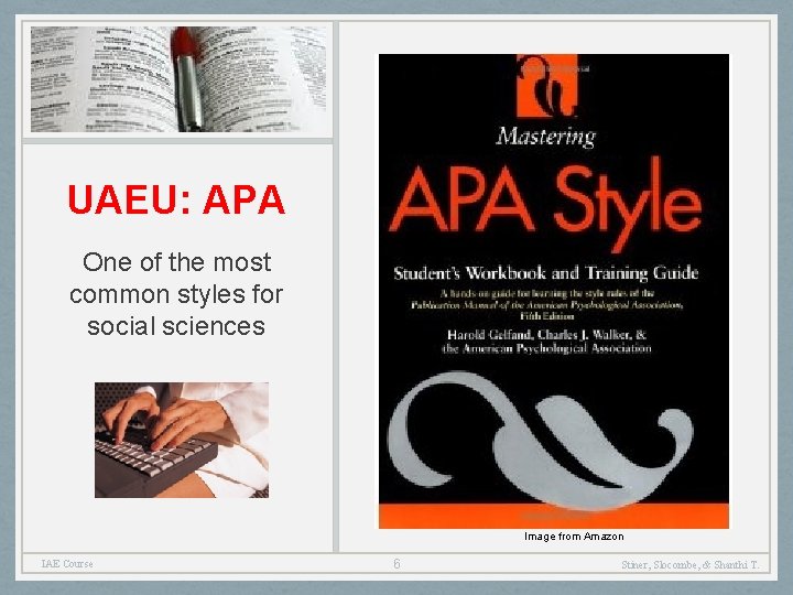 UAEU: APA One of the most common styles for social sciences Image from Amazon