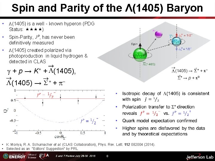 Spin and Parity of the Λ(1405) Baryon • L(1405) is a well‐known hyperon (PDG