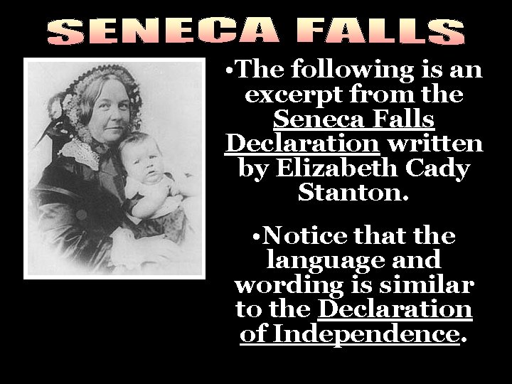  • The following is an excerpt from the Seneca Falls Declaration written by