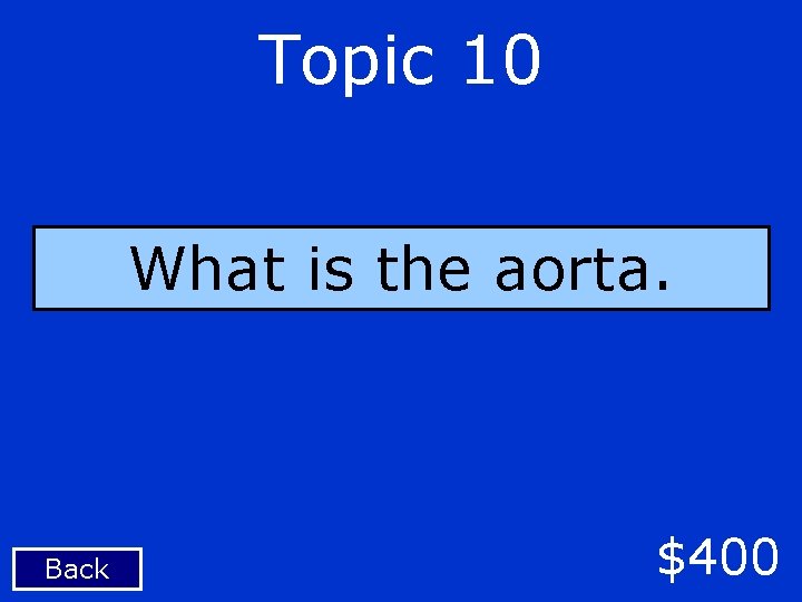 Topic 10 What is the aorta. Back $400 