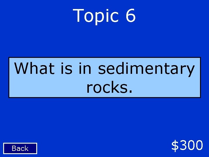 Topic 6 What is in sedimentary rocks. Back $300 