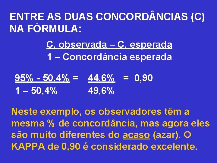 ENTRE AS DUAS CONCORD NCIAS (C) NA FÓRMULA: C. observada – C. esperada 1