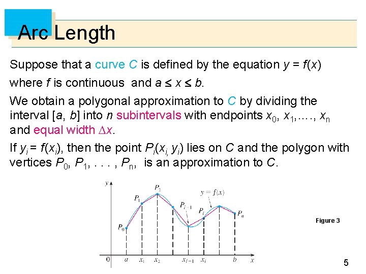 Arc Length Suppose that a curve C is defined by the equation y =