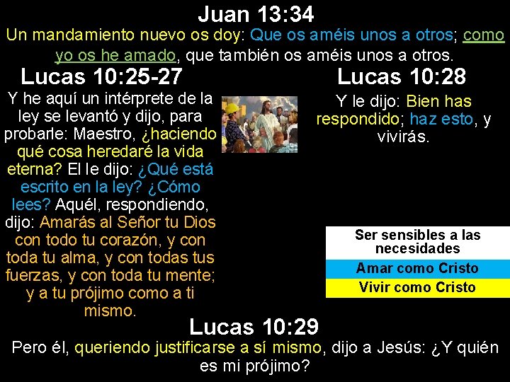 Juan 13: 34 Un mandamiento nuevo os doy: Que os améis unos a otros;